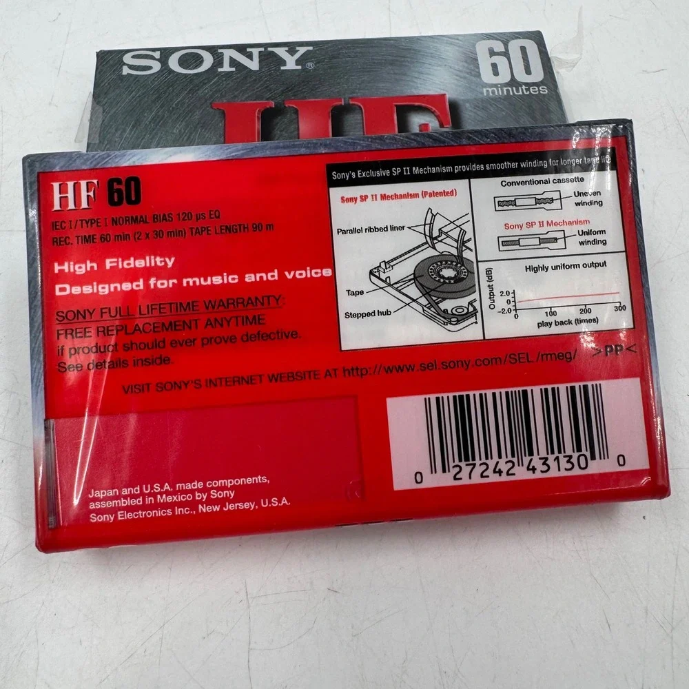 Sony HF 60 High Fidelity Normal Bias Audio Cassette Tapes 60 Minute Lot of 2 New
